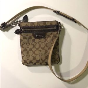 Tan/Brown Coach Messenger Crossbody Bag